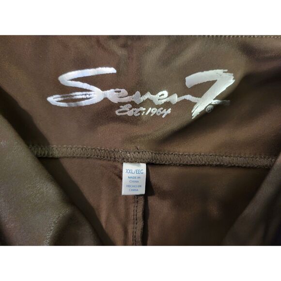 Seven 7 Plus Size Brown Faux Leather Leggings Size XXL - Picture 2 of 5
